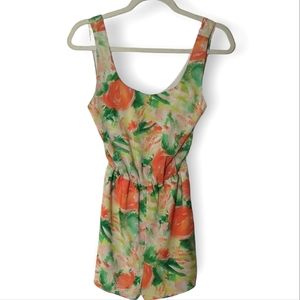 Alice + Olivia Abstract Floral Print Sleeveless Shorts Romper Size 2